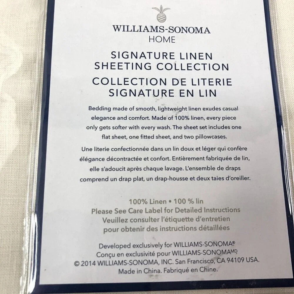 Williams Sonoma Home Signature Linen Sheeting Collection King Sham 36